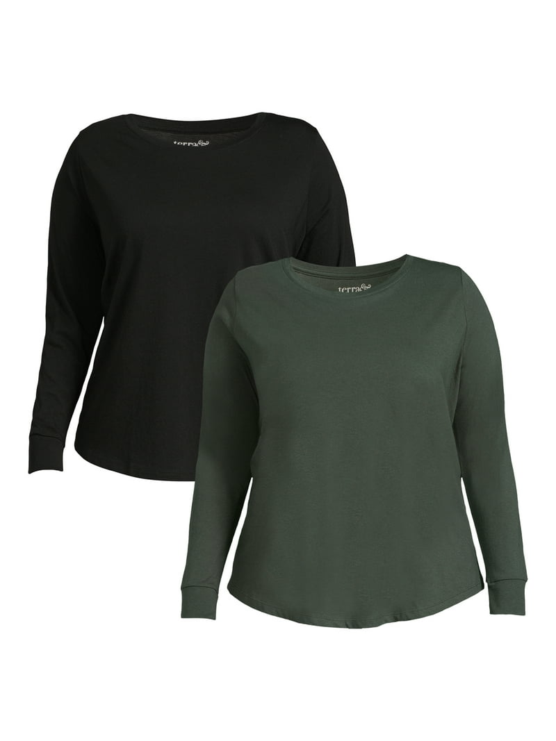 Terra & Sky Plus Size Long Sleeve T-Shirt 2-Pack - Walmart.com