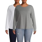 Terra & Sky Women's Plus Size Long Sleeve Everyday Essential Crewneck T ...