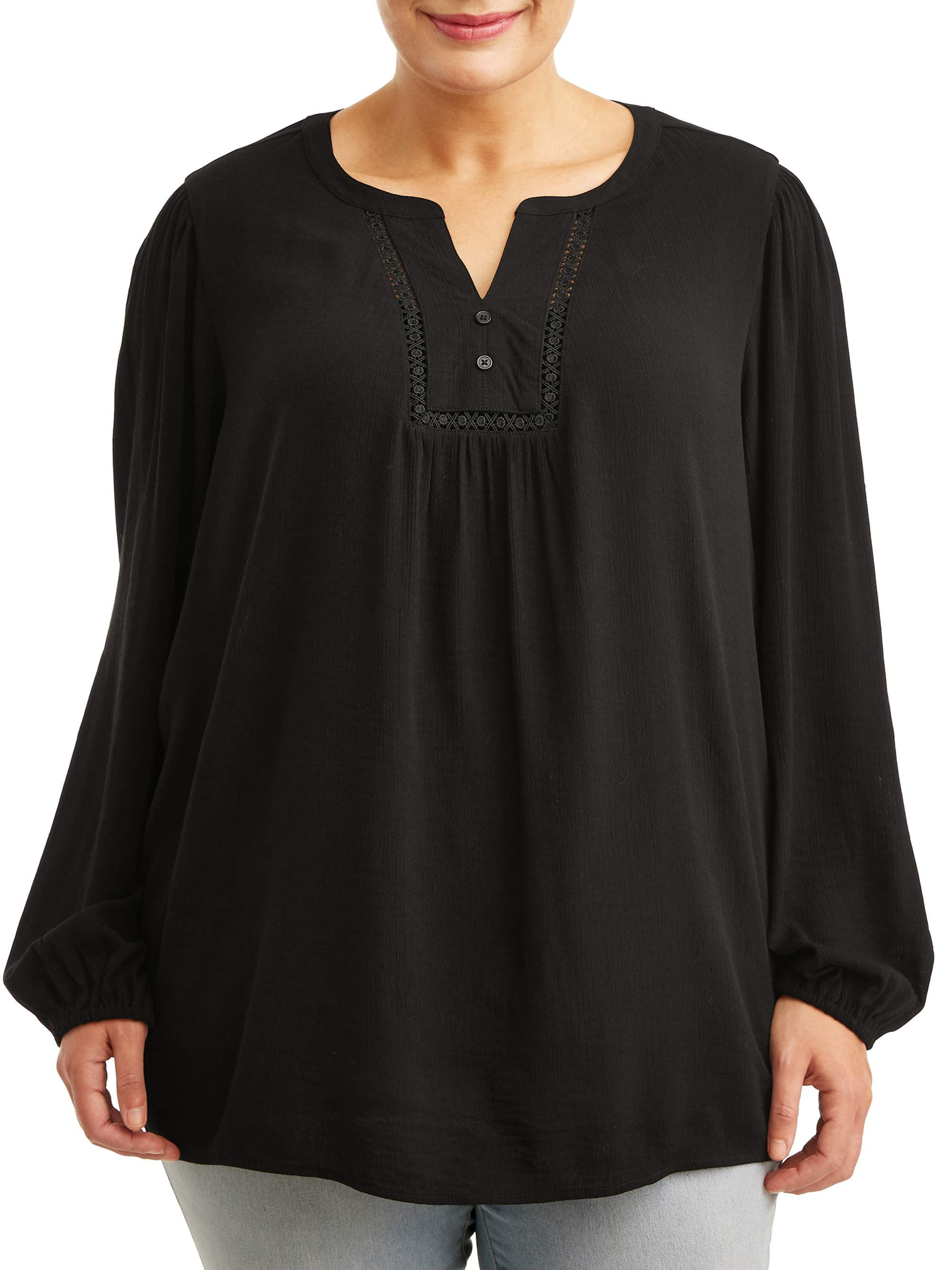 black peasant top plus size