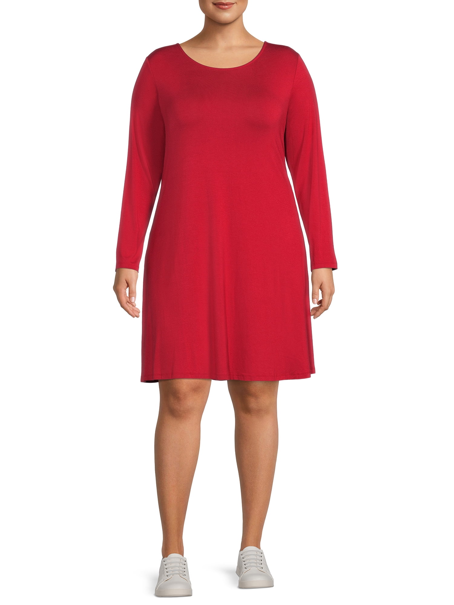 Swing dress with pockets and store long sleeves