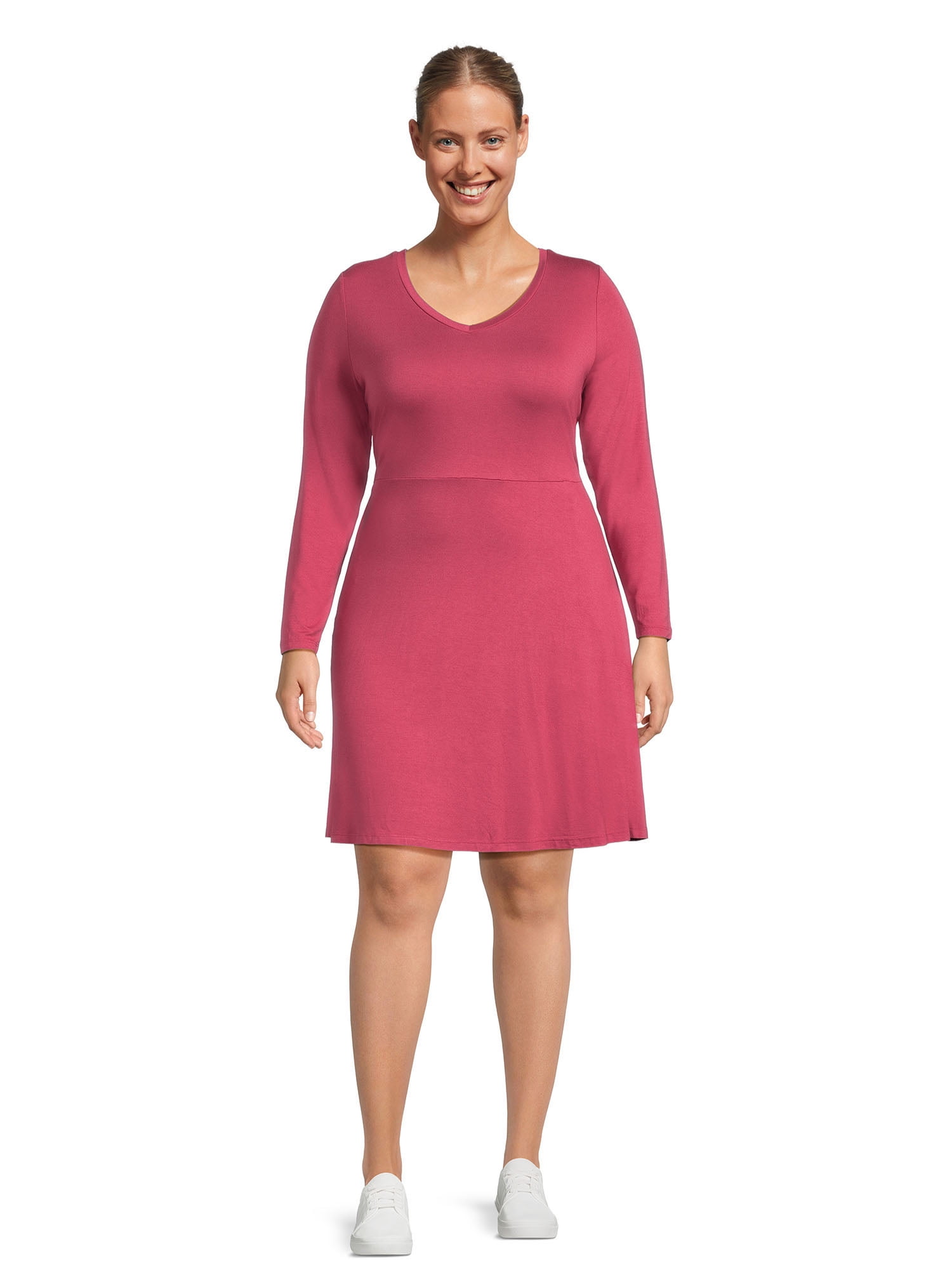 Plus size long hotsell sleeve swing dress