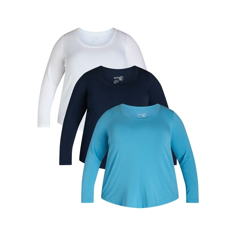 3/4 sleeve Hit Color Round neck Patchwork Plus size Tops 3/4 sleeve Hit Color Round neck Patchwork Plus size Tops