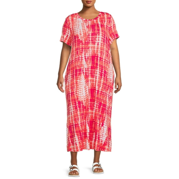 Terra & Sky Women's Plus Size Maxi Dress with Side Slits