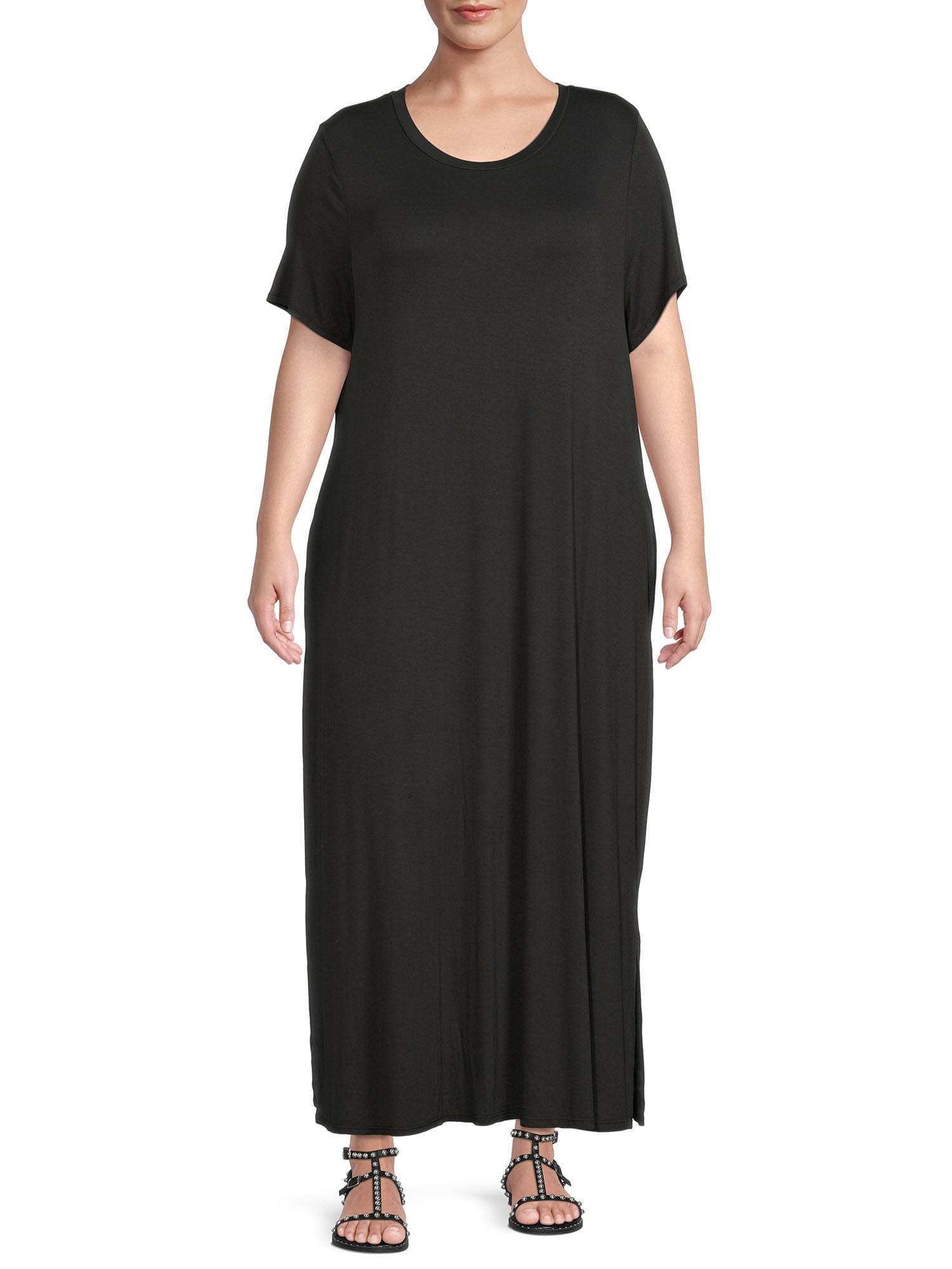 Terra & Sky Women's Plus Size Maxi Dress with Side Slits - Walmart.com