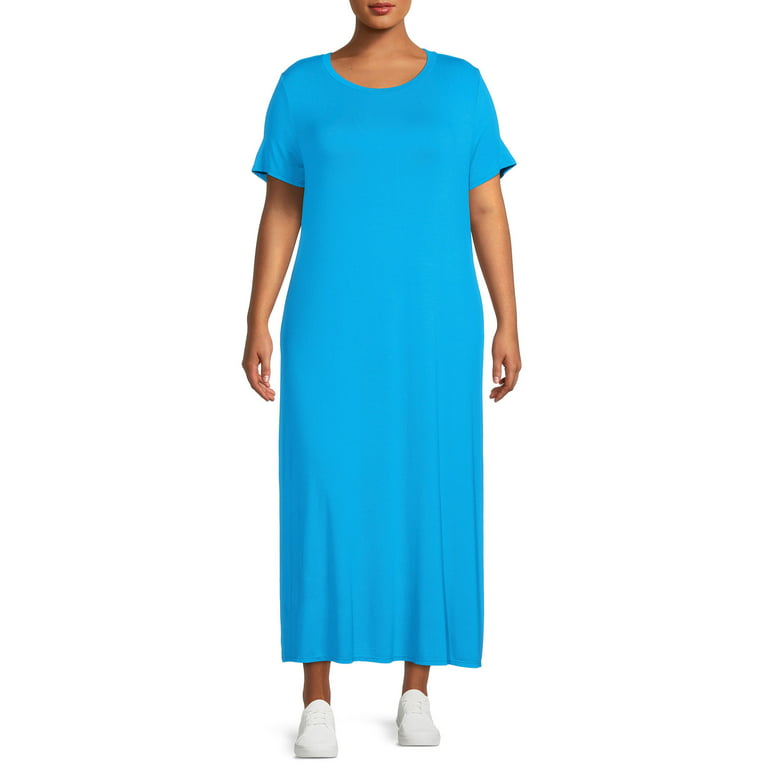 Terra & Sky Women's Plus Size Maxi Dress with Side Slits