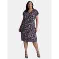 thumbnail image 1 of Terra & Sky Women's Plus Size Midi Flutter Sleeve Dress, Sizes 0X-5X, 1 of 4