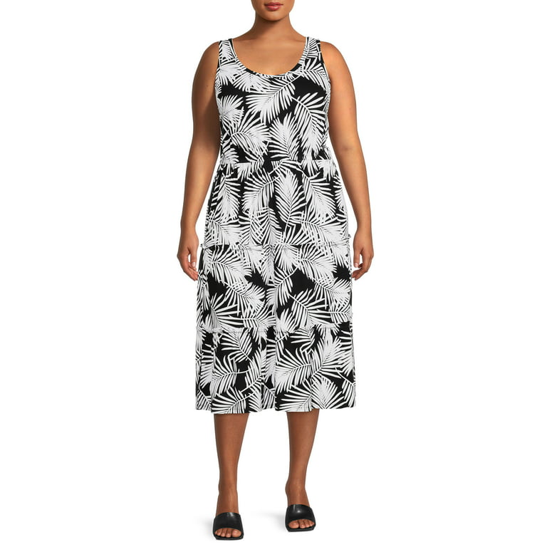 Terra & Sky Women's Plus Size Midi Tiered Dress 