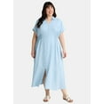 thumbnail image 1 of Terra & Sky Women's Plus Size Utility Shirt Dress, 0X-5X, 1 of 4