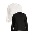 thumbnail image 1 of Terra & Sky Women's Plus Size Mock Neck T-Shirt, 2-Pack, 1 of 6