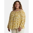thumbnail image 1 of Terra & Sky Women's Plus Size Off The Shoulder Blouse with Long Sleeves, Sizes 0X-4X, 1 of 5