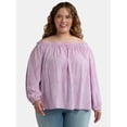 thumbnail image 1 of Terra & Sky Women's Plus Size Off The Shoulder Blouse with Long Sleeves, Sizes 0X-4X, 1 of 5
