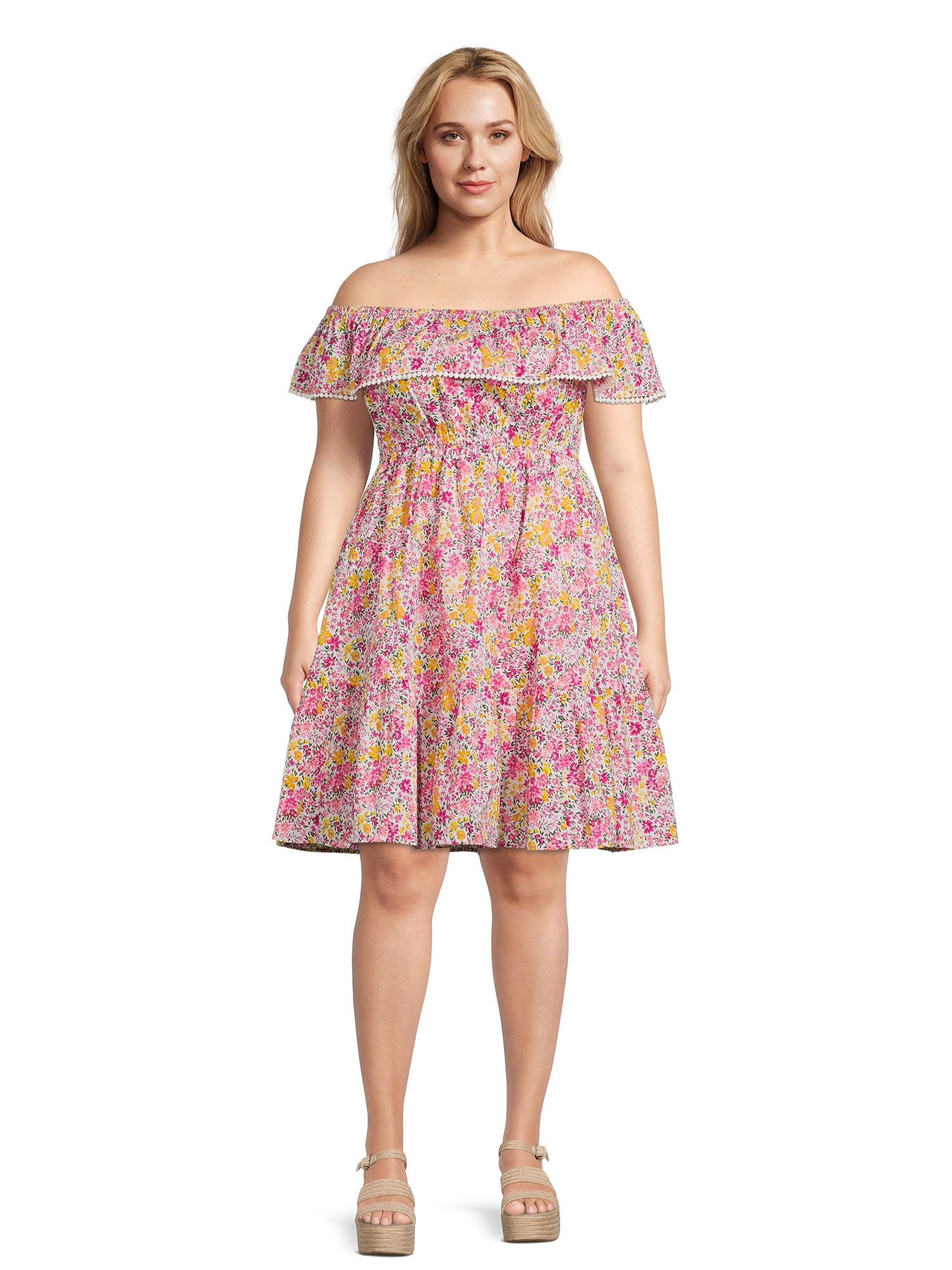 Terra Sky Women s Plus Size Off The Shoulder Dress Walmart