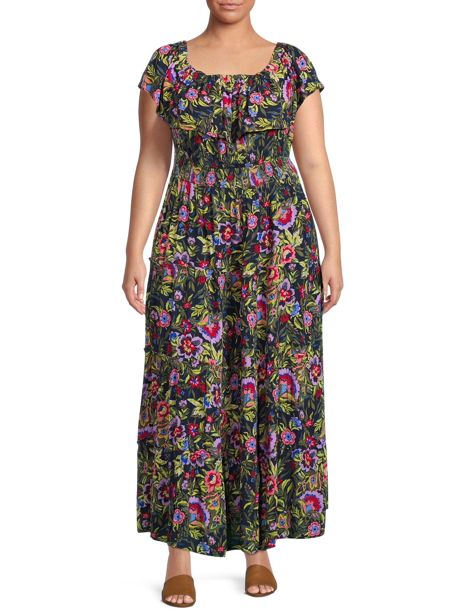 Terra u0026 Sky Women's Plus Size Off-The-Shoulder Maxi Dress - Walmart.com