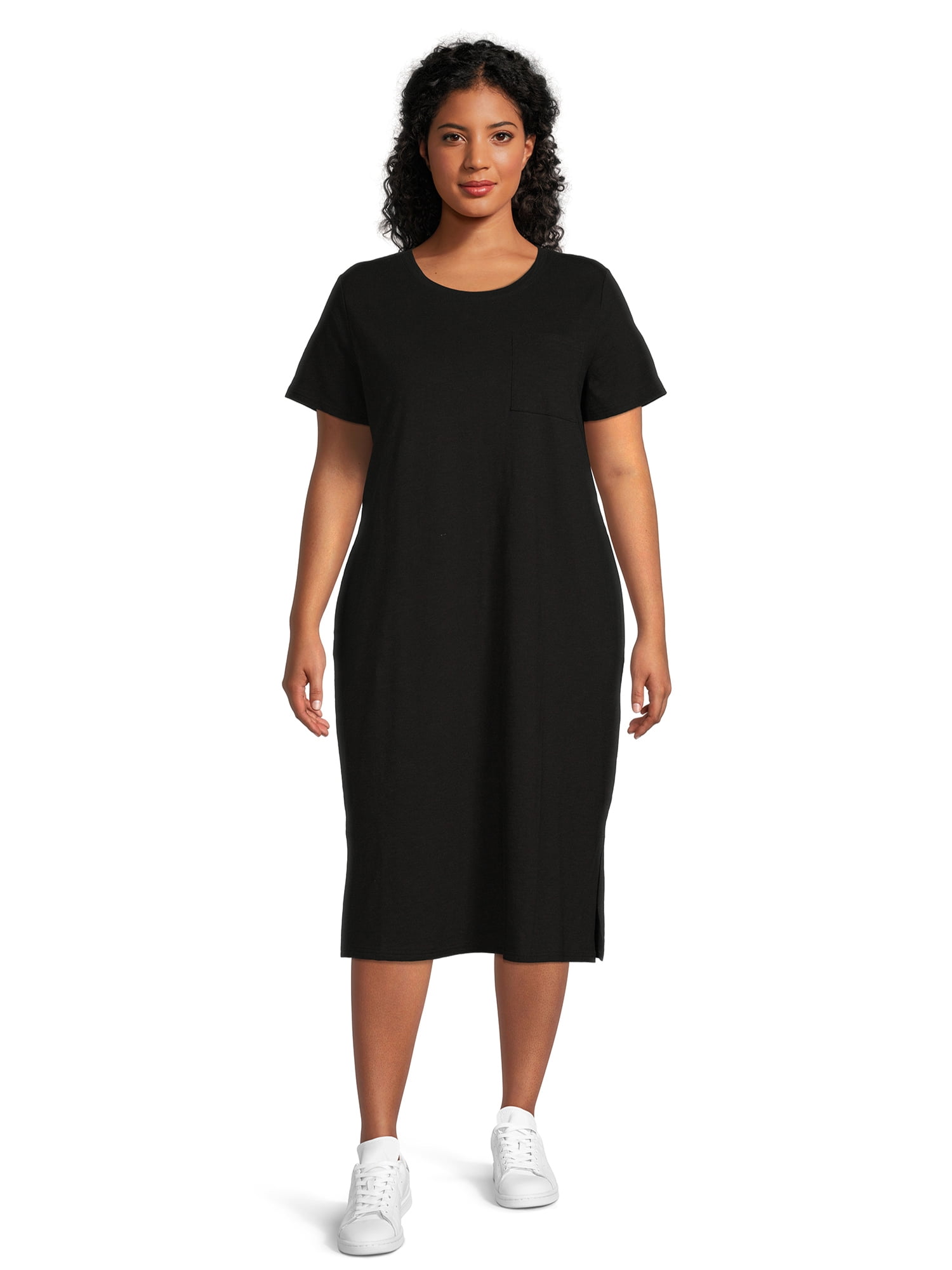 plus size pocket t shirt dress Terra & Sky Women's Plus Size One Pocket T-Shirt Dress, 0X-5X
