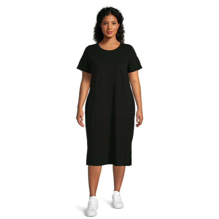 Terra & Sky Women's Plus Size One Pocket T-Shirt Dress, 0X-5X 