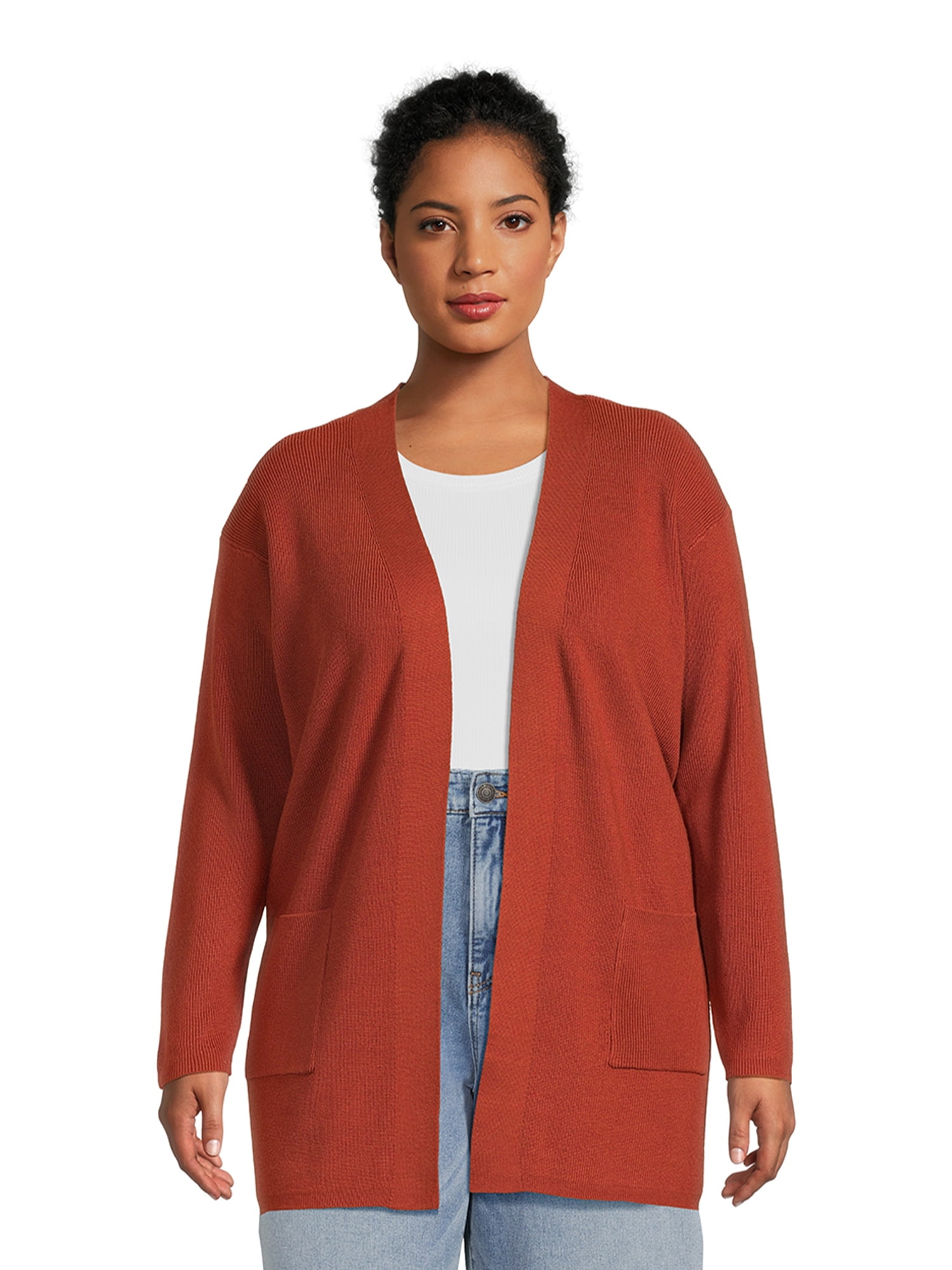 Terra Sky Women s Plus Size Open Front Cardigan Sweater Lightweight Walmart