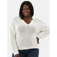 thumbnail image 1 of Terra & Sky Women's Plus Size Open Stitch Sweater with Collar, Sizes 0X-5X, 1 of 5