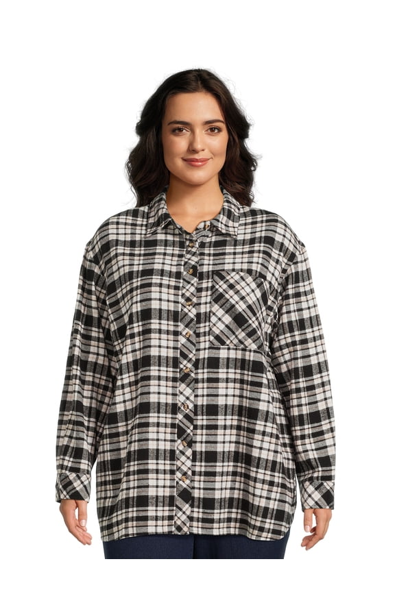 Women's Plus Size Oversized Button Front Shirt