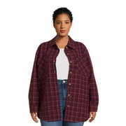 Terra & Sky Women's Plus Size Plaid Button Down Shacket