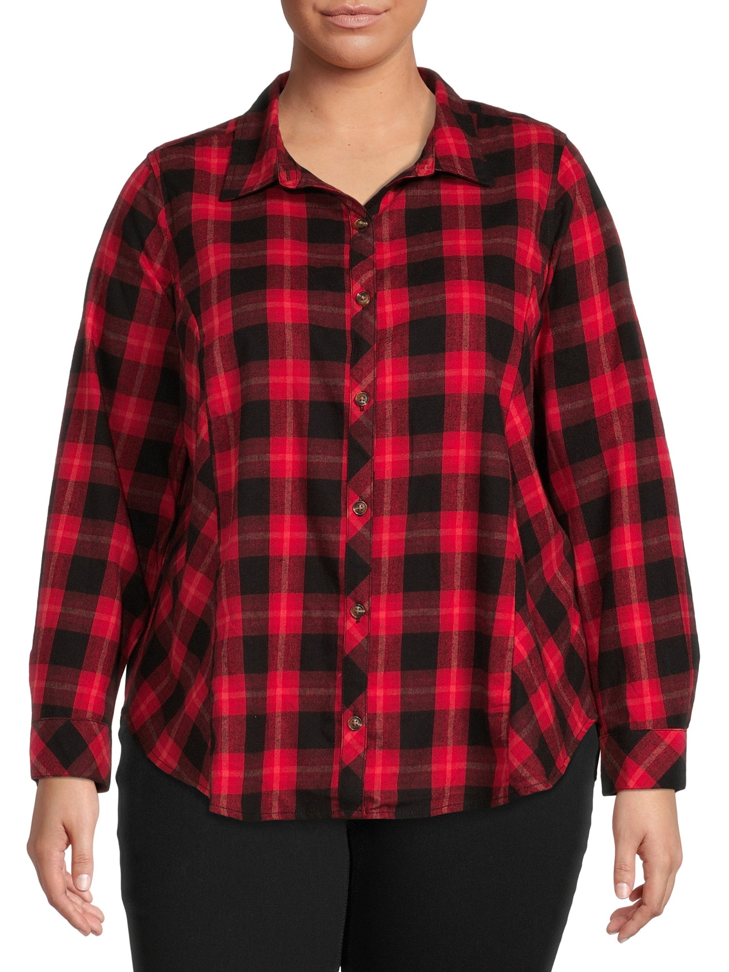 Plus Size Casual Plaid Button-Down Shirt