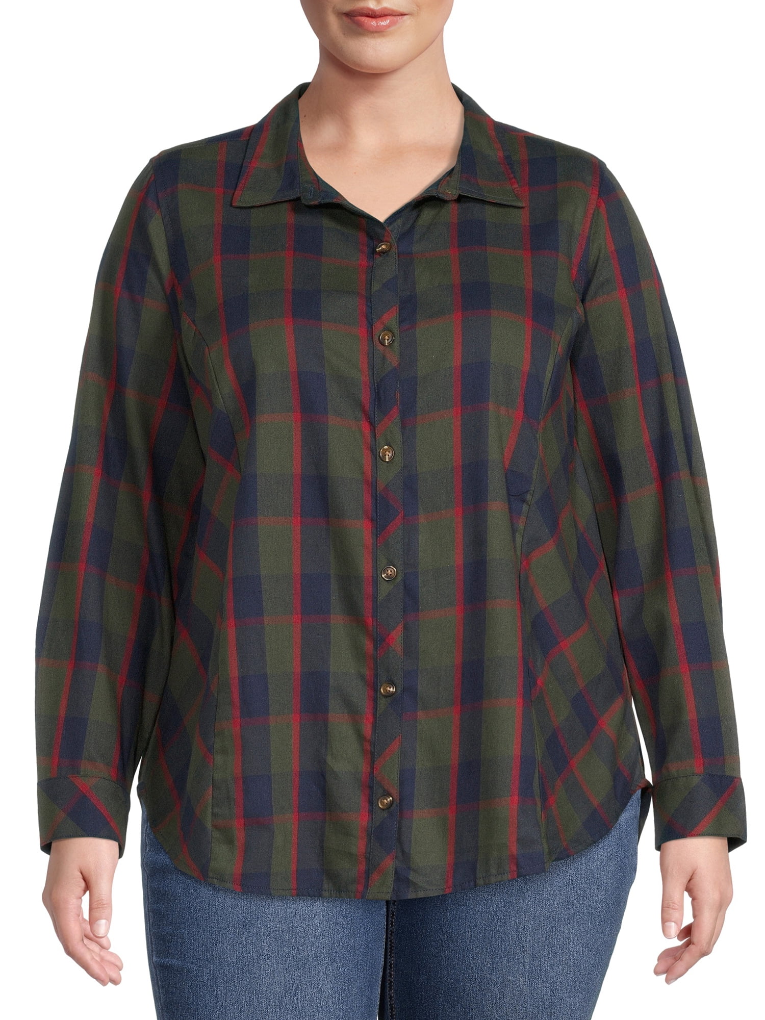 Plus Size Plaid Button-Down Shirt main image 0