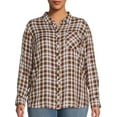thumbnail image 1 of Terra & Sky Women's Plus Size Plaid Button-Down Shirt, 1 of 1