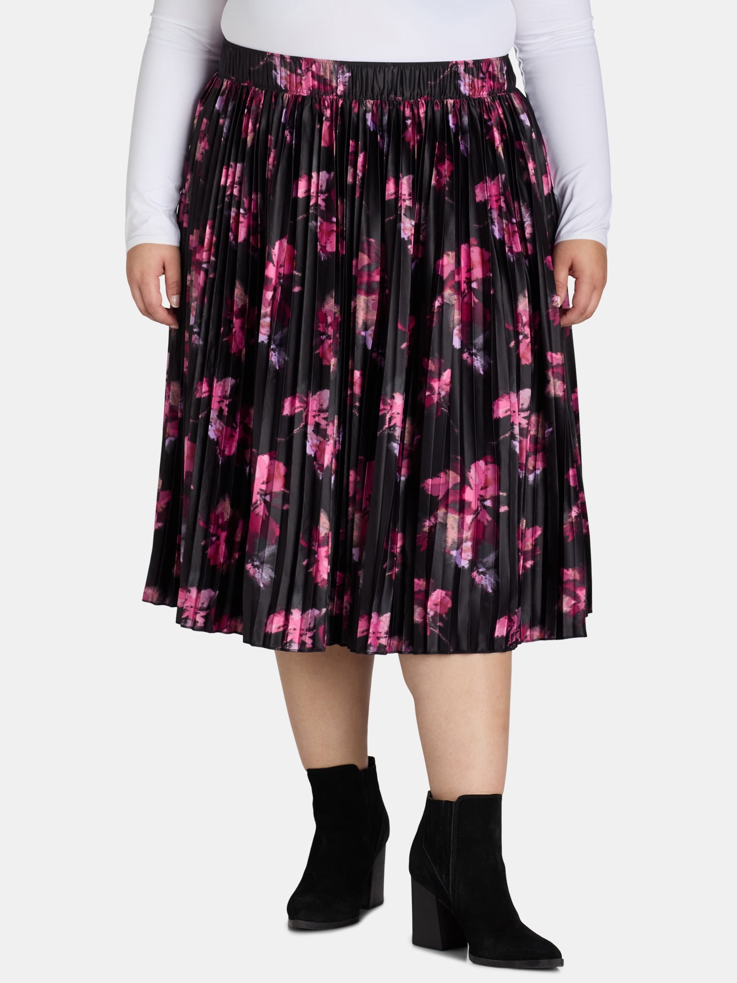 Terra & Sky Women's Plus Size Sweater Skirt - A-line Midi