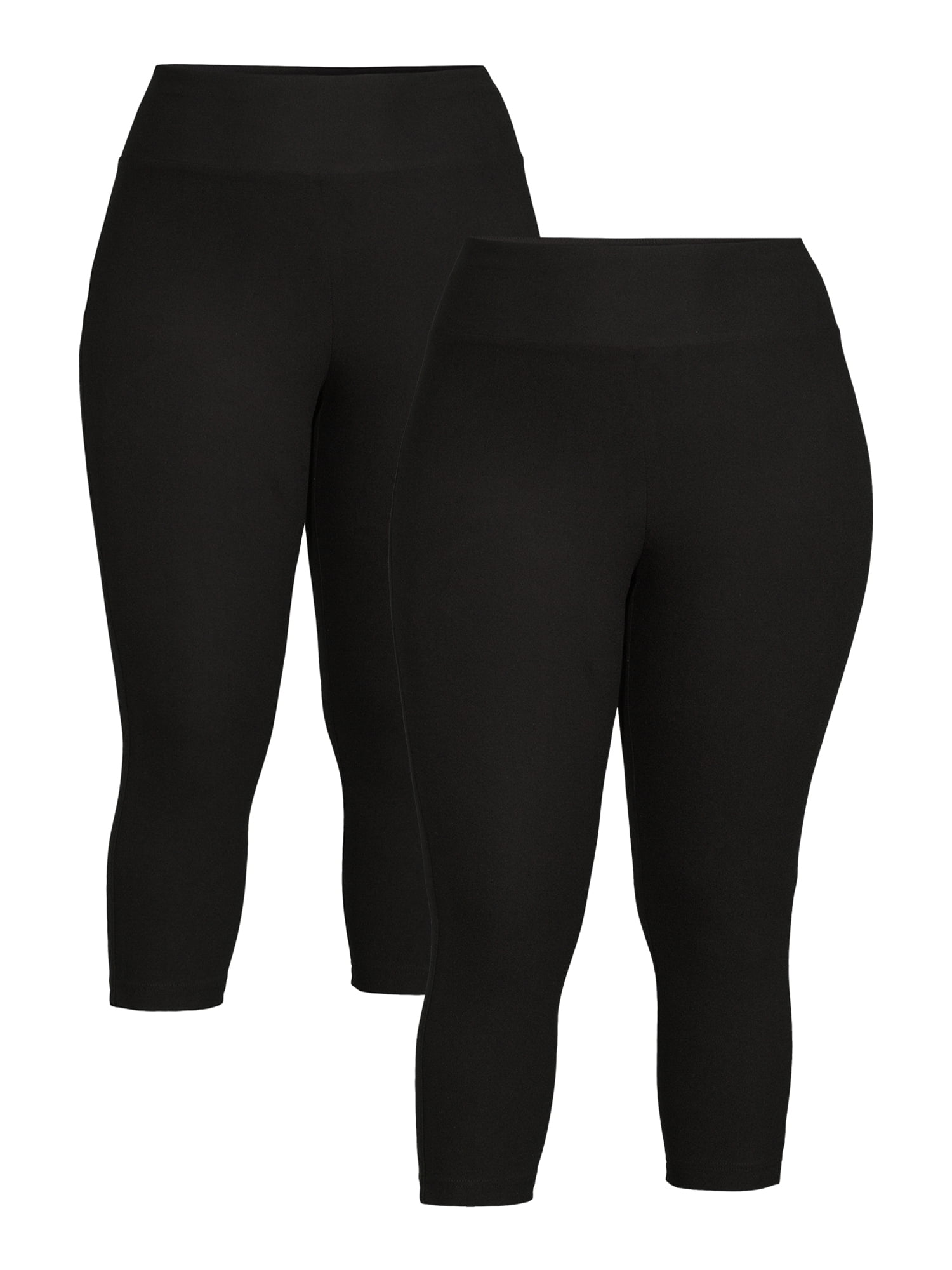 Terra & Sky Women’s Plus Size Printed Capri Leggings, 2-Pack, Regular and Petite