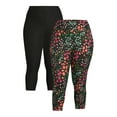 Terra & Sky Women’s Plus Size Printed Capri Leggings, 2Pack