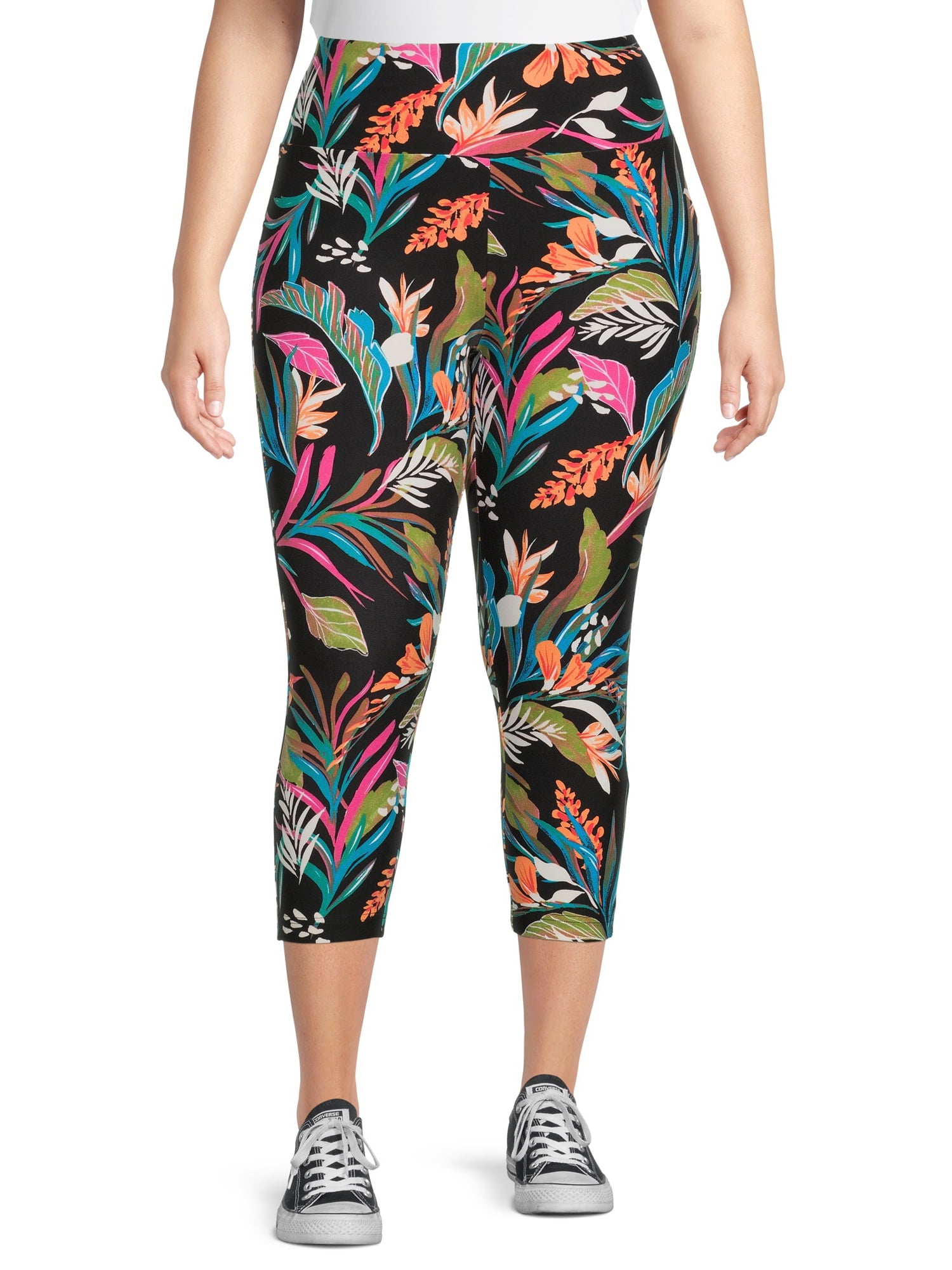 Terra & Sky Women's Plus Size Printed Capri Leggings - Walmart.com