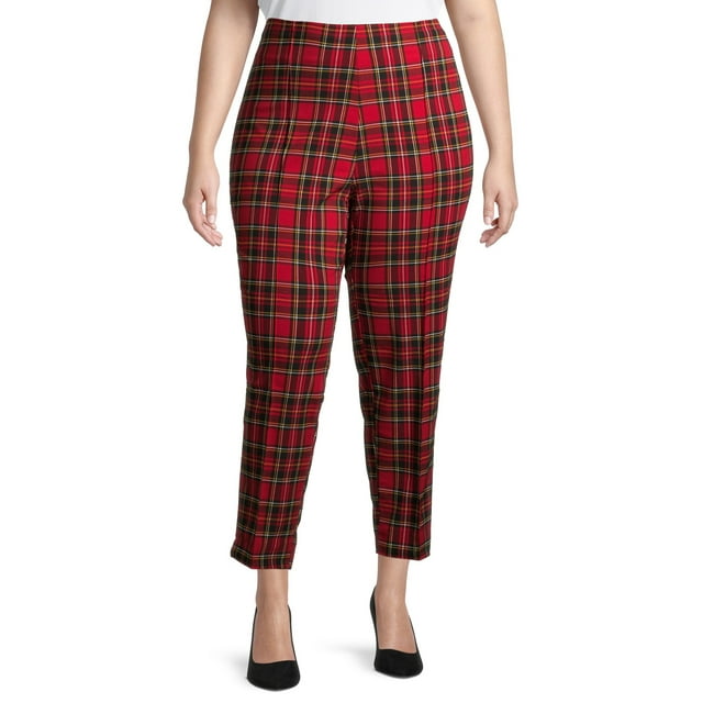 Terra & Sky Women's Plus Size Printed Slim Leg Dress Pants - Walmart.com