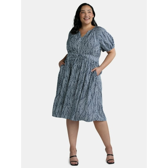 Terra & Sky Women's Plus Size Puff Sleeve Dress. Sizes 0X-5X