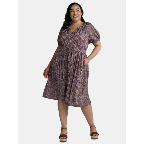 Terra & Sky Women's Plus Size Puff Sleeve Dress. Sizes 0X-5X