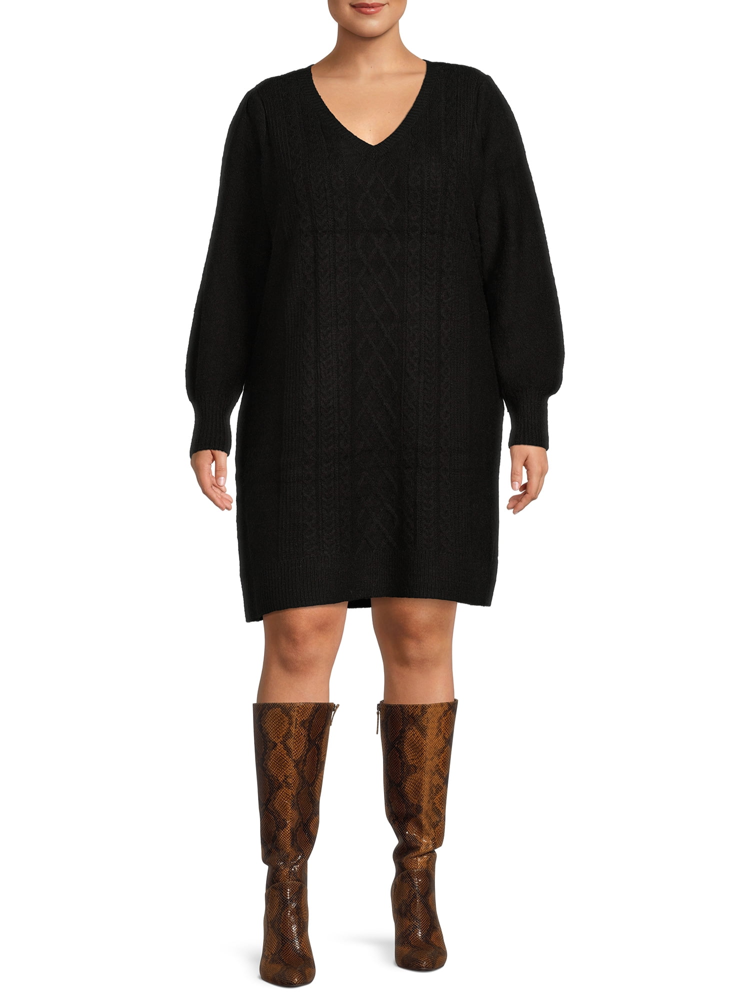 Puff Sleeve Sweater Dress main image 1