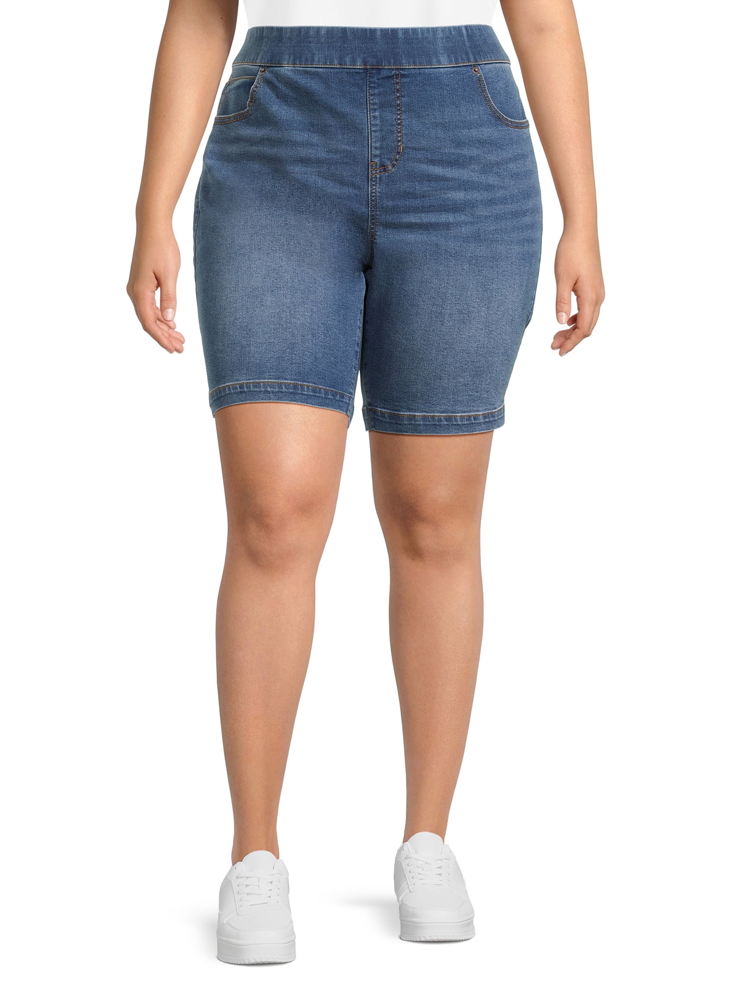 Women's 10 ASOS DESIGN Denim Bermuda Shorts In Ecru ASOS Womens