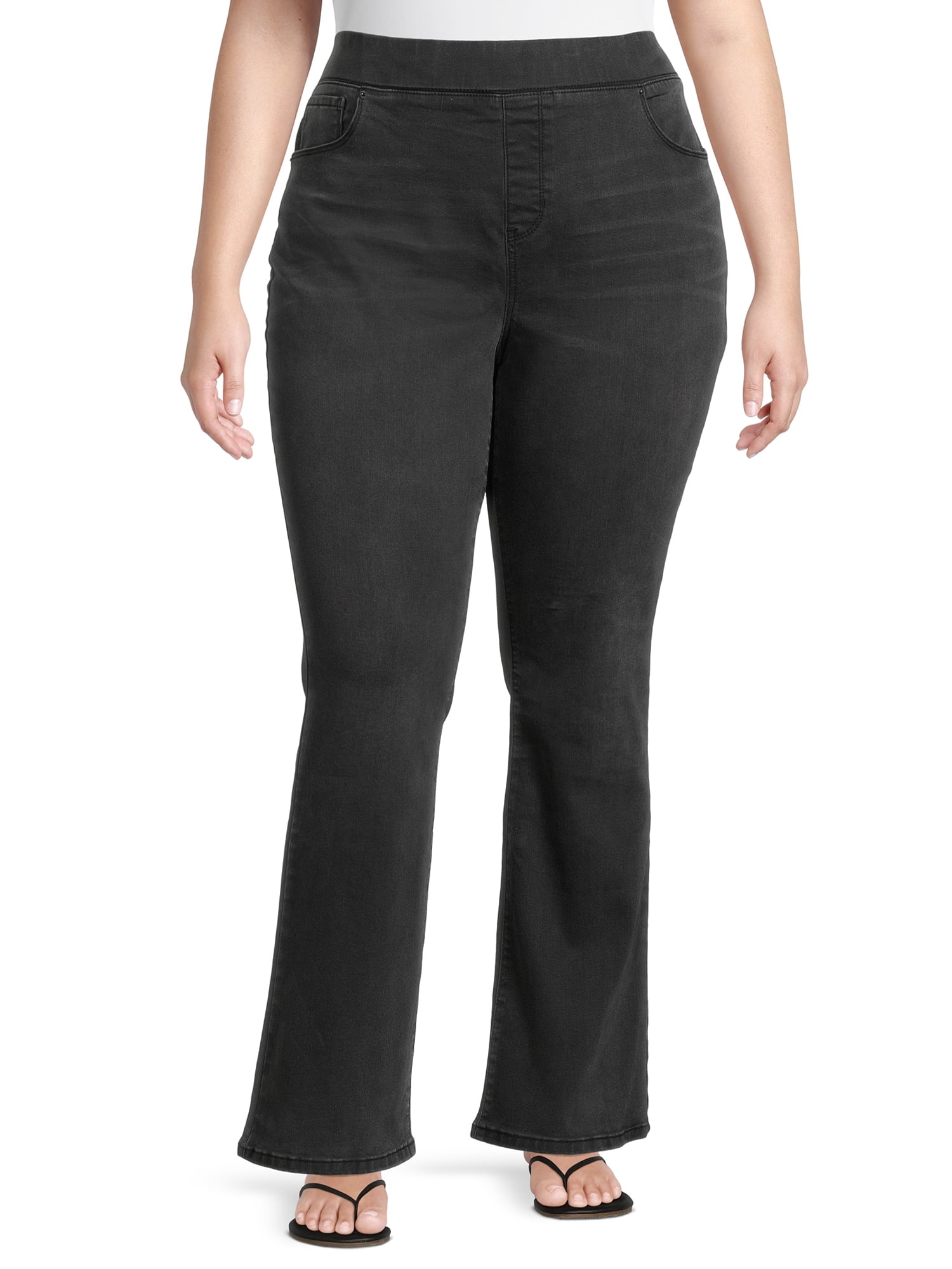 Terra & Sky Women's Plus Size Pull-On Bootcut Jeans 
