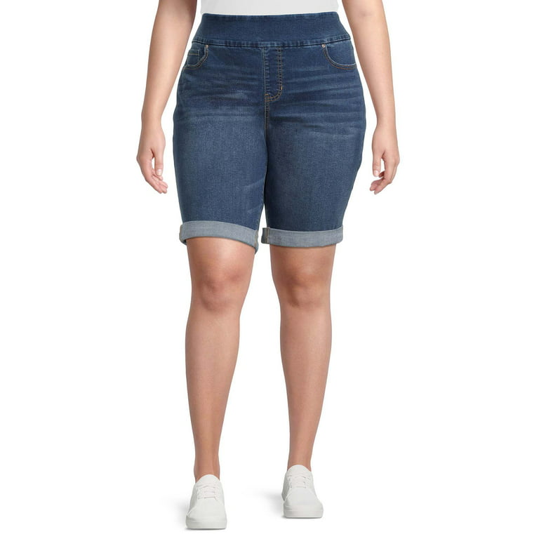 Klan I detaljer klinge Terra & Sky Women's Plus Size Pull On Denim Bermuda Shorts - Walmart.com