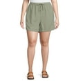 thumbnail image 1 of Terra & Sky Women's Plus Size Pull-On Drawstring Linen Shorts, 1 of 5