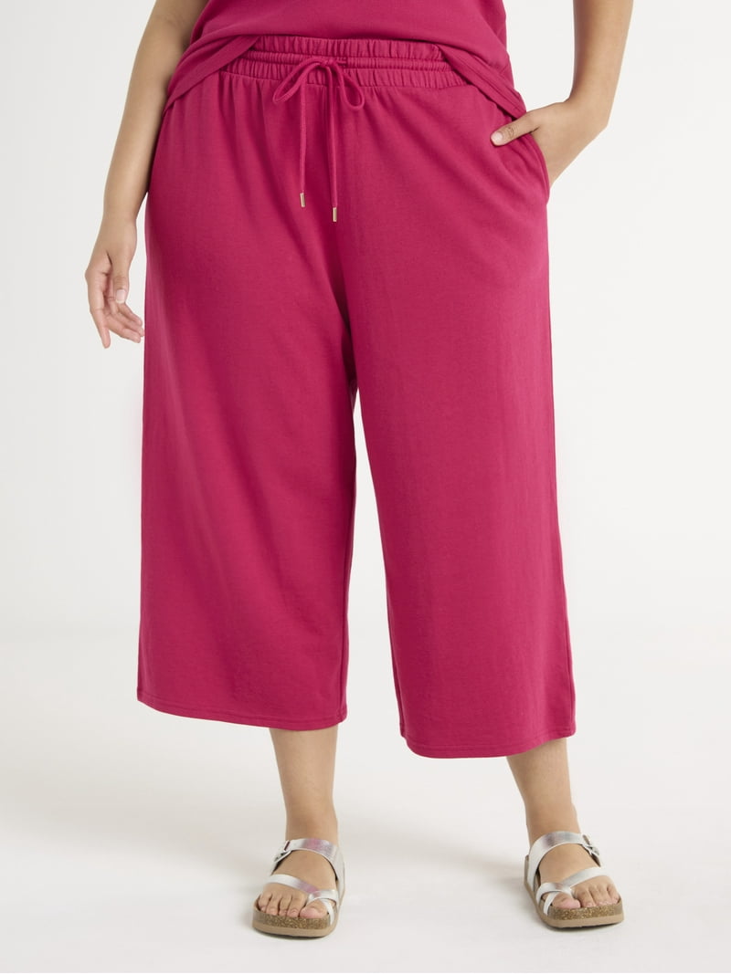 Terra Sky Plus Size Pull On French Terry Cloth Capris with