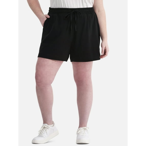 Terra & Sky Women’s Plus Size Pull On French Terry Cloth Shorts with Pockets, 5” Inseam, Sizes 0X-5X