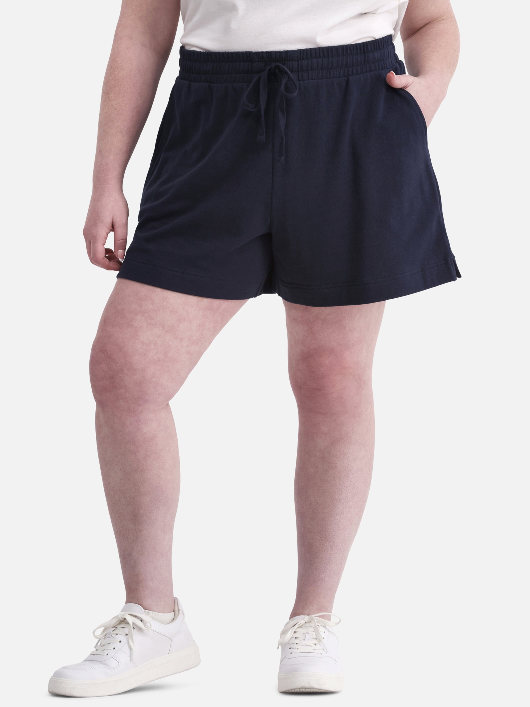 Terra & Sky Women’s Plus Size Pull On French Terry Cloth Shorts with Pockets, 5” Inseam, Sizes 0X-5X