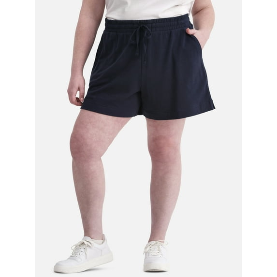 Terra & Sky Women’s Plus Size Pull On French Terry Cloth Shorts with Pockets, 5” Inseam, Sizes 0X-5X
