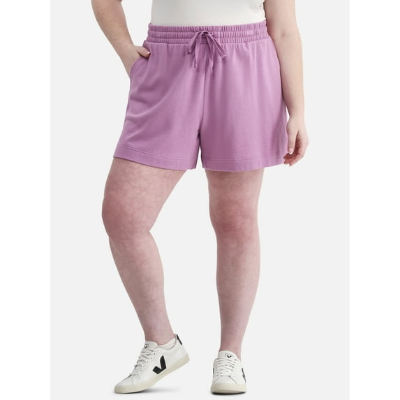 Terra & Sky Women’s Plus Size Pull On French Terry Cloth Shorts with Pockets, 5” Inseam, Sizes 0X-5X