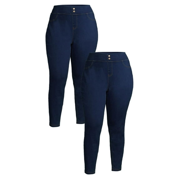 Terra & Sky Women's Plus Size Pull On Jegging Jean, 2-pack