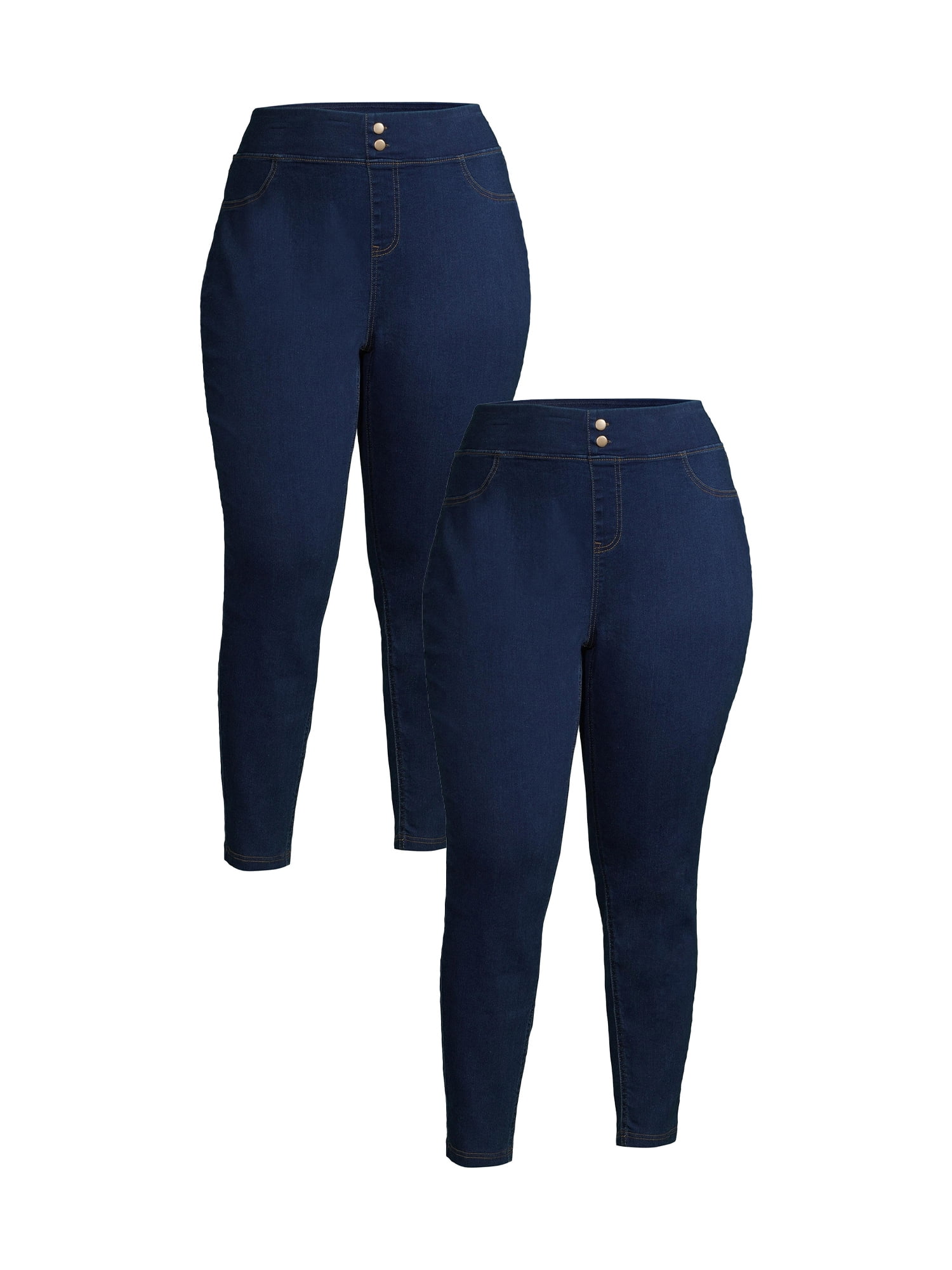 Terra & Sky Women's Plus Size Pull On Jegging Jean, 2-pack