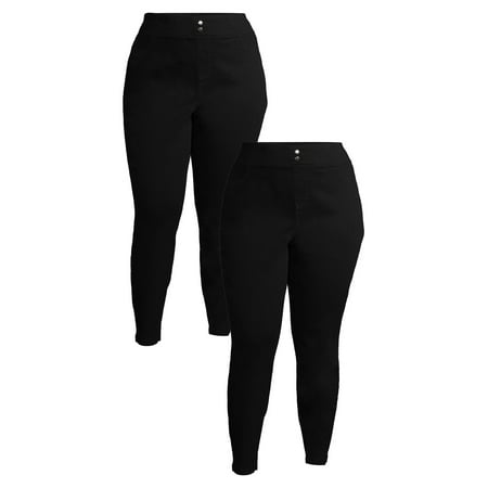 Terra & Sky Women's Plus Size Pull On Jegging Jean, 28" Inseam, 2-Pack