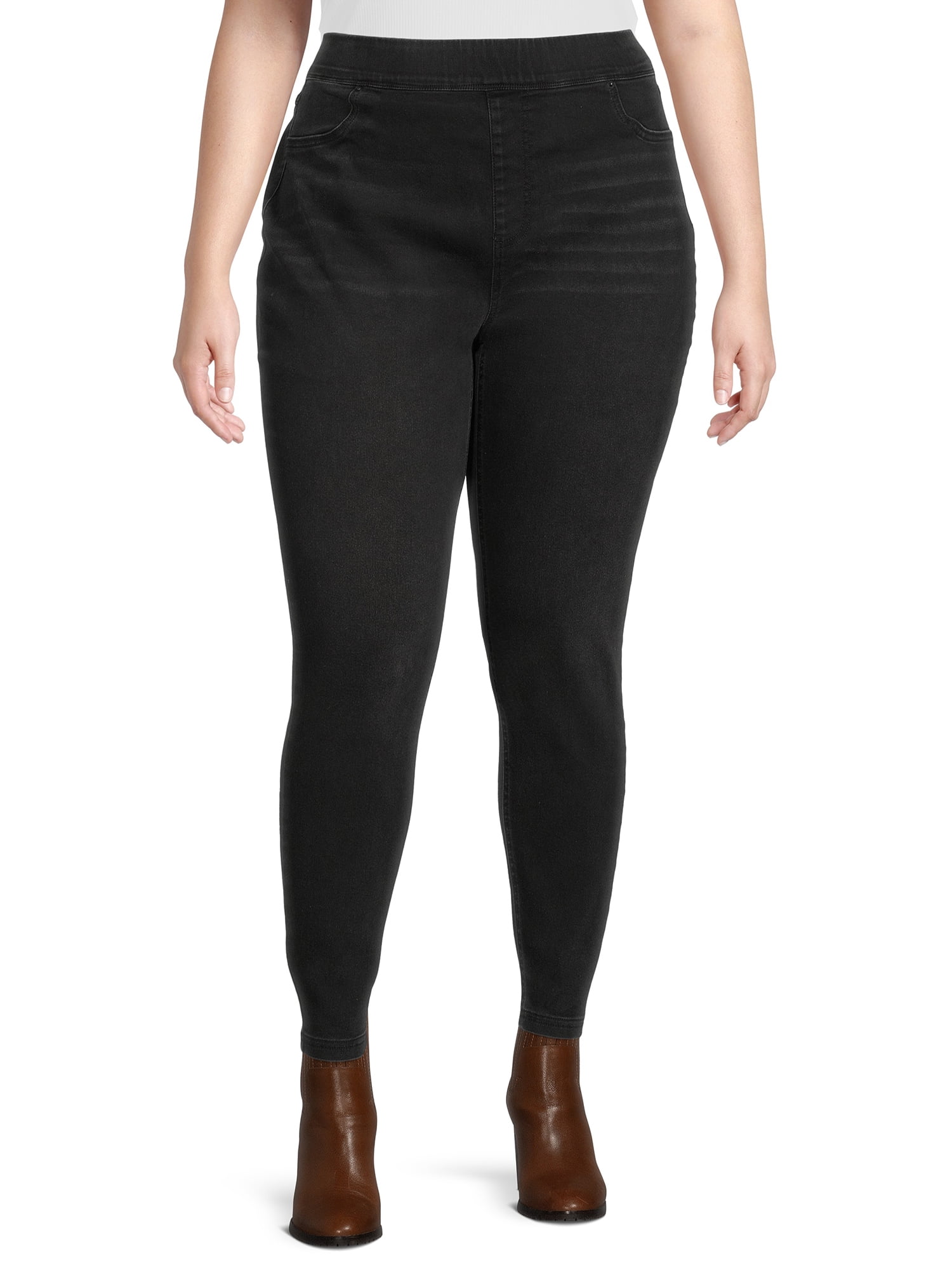 Terra & Sky Women's Plus Size Pull On Jegging Jeans, 28” Inseam 