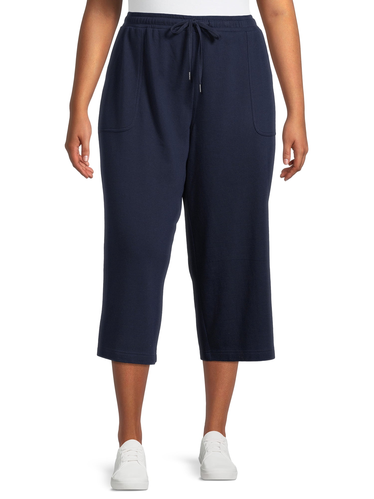 Terra Sky Women s Plus Size Pull On Knit Capris Walmart