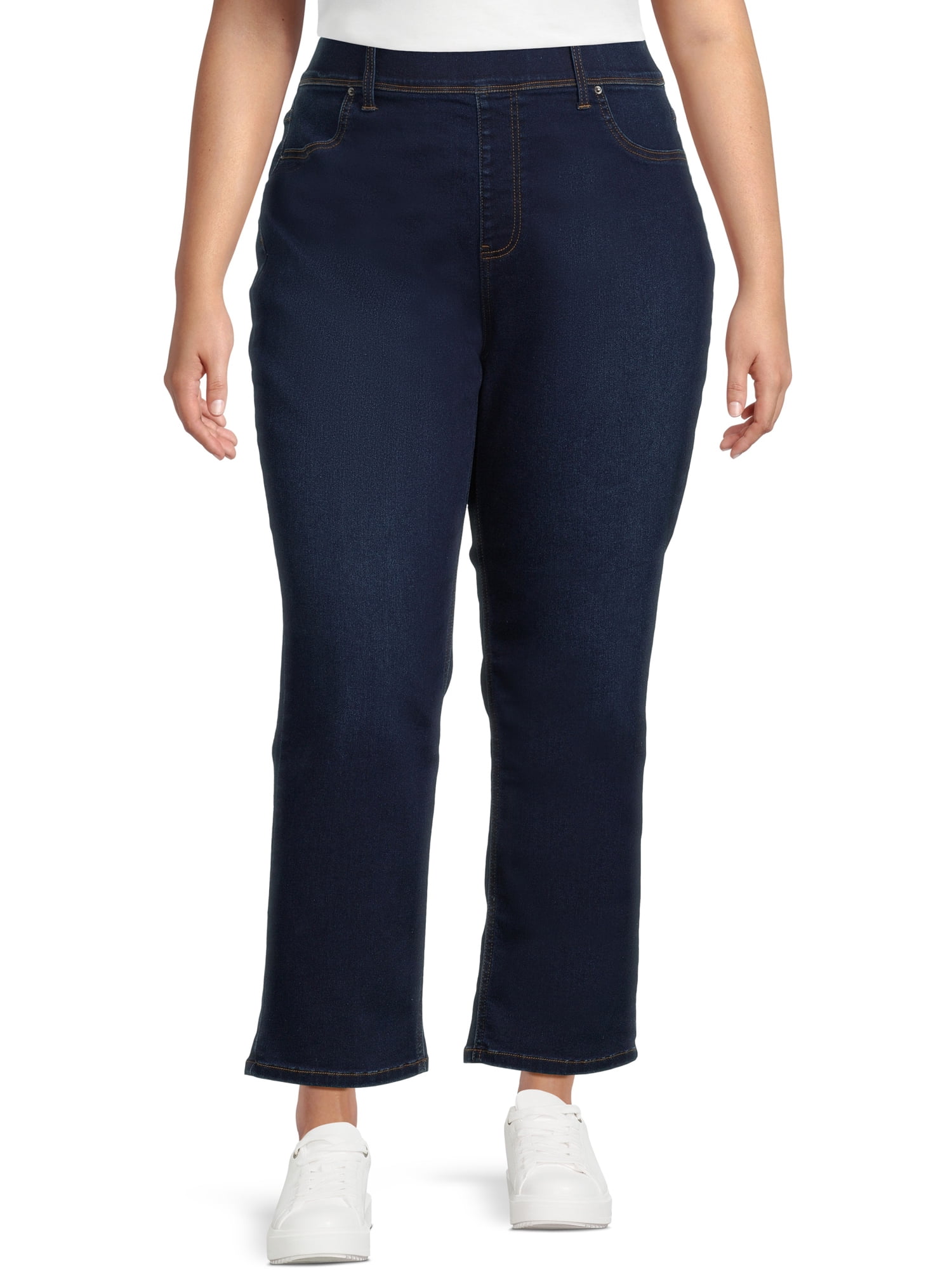 Terra & Sky Women's Plus Size Pull On Straight Leg Jeans - Walmart.com