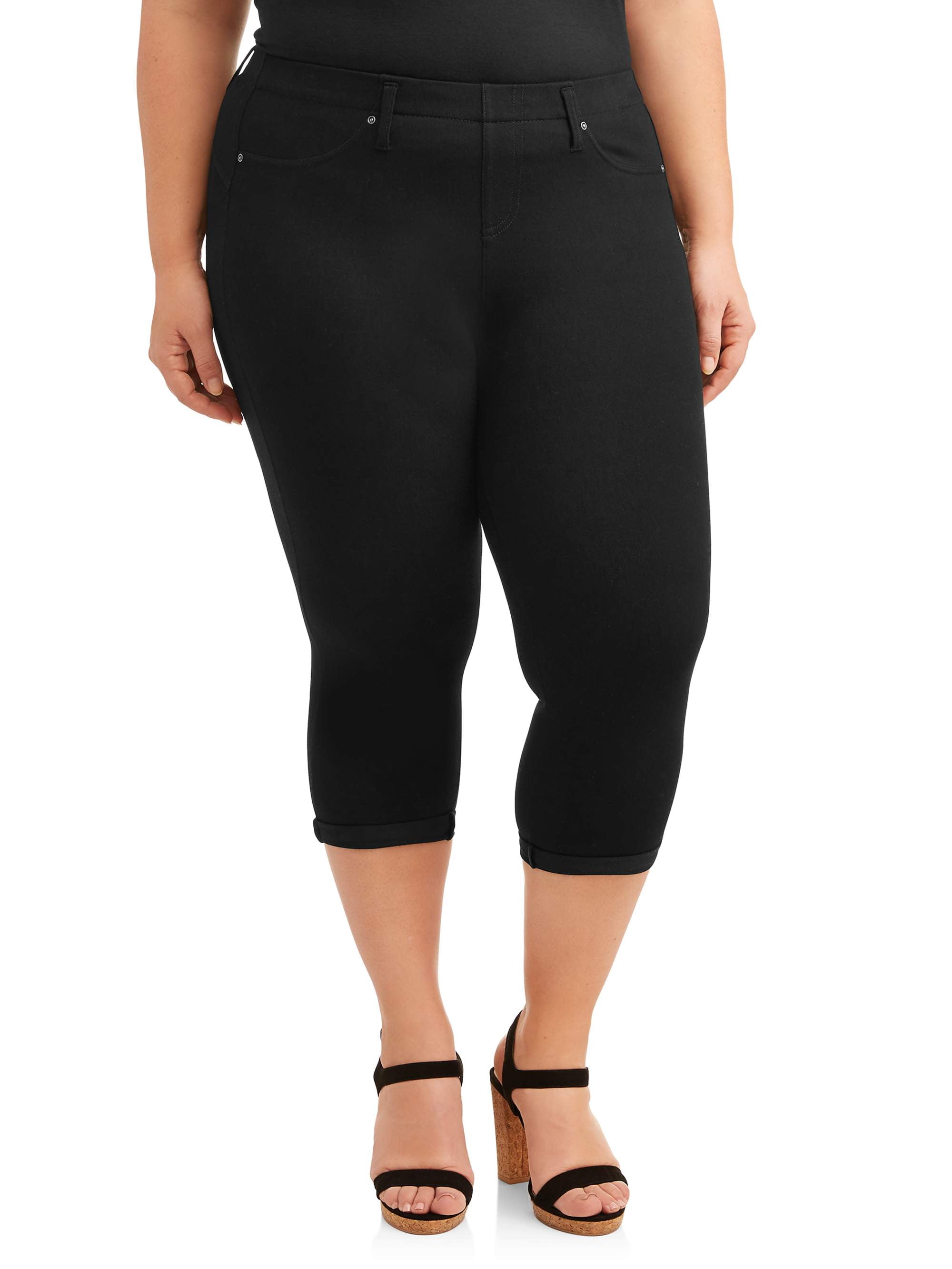 Terra & Sky Women's Plus Size Pull on 2 Pocket Stretch Jegging Capri 